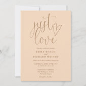 Invitation Just Love Elegant Script Photo Soft Peach Mariage (Devant)