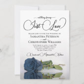Invitation Just Love Elegant Steel Blue Rose QR Code Mariage (Devant)