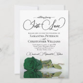 Invitation Just Love Emerald Green Rose QR Code Mariage (Devant)