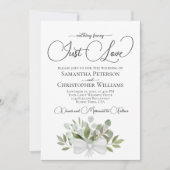 Invitation Just Love Eucalyptus Bouquet QR Code Mariage (Devant)