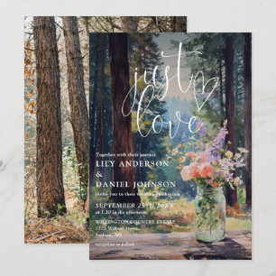Invitation Just Love Forest Floral Bocal de Mariage Photo