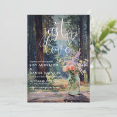 Invitation Just Love Forest Floral Bocal Mason QR Code Mariag (Debout devant)