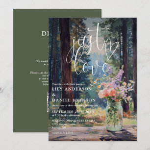 Invitation Just Love Forest Floral Bocal Mason QR Code Mariag