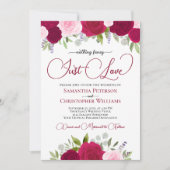 Invitation Just Love Hot Pink & Blush Rose QR Code Mariage (Devant)