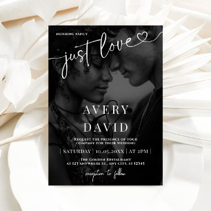 Invitation Just Love Minimalist Mariage Black Photo