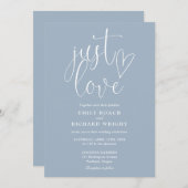 Invitation Just Love Modern QR Code Dusty Blue Mariage (Devant / Derrière)