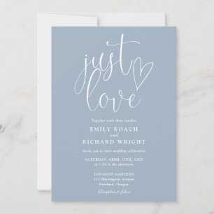 Invitation Just Love Modern QR Code Dusty Blue Mariage