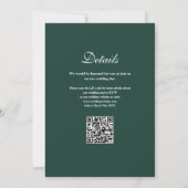 Invitation Just Love Modern QR Code Emerald Green Mariage (Dos)