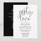 Invitation Just Love Modern QR Code Mariage noir et blanc (Devant / Derrière)