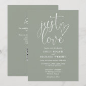 Invitation Just Love Modern QR Code Sage Mariage vert (Devant / Derrière)