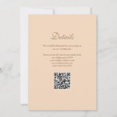 Invitation Just Love Moderne Code QR Douce Pêche Mariage (Dos)