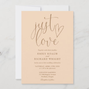Invitation Just Love Moderne Code QR Douce Pêche Mariage