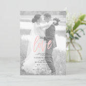 Invitation Just Love Pink Décontracté Vellum Photo Mariage (Debout devant)