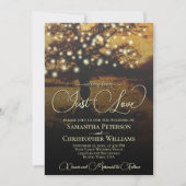 Invitation Just Love Rustic Tree & Lights QR Code Mariage (Devant)