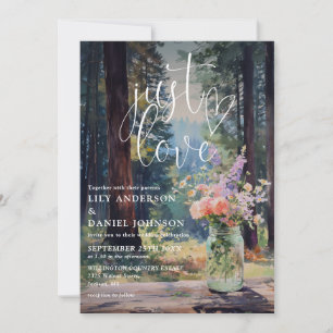 Invitation Just Love Rustique Floral Forest Mariage Bocal Mar