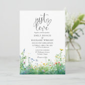 Invitation just Love Script Wildflowers Florale Mariage (Debout devant)