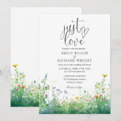 Invitation just Love Script Wildflowers Florale Mariage (Devant / Derrière)