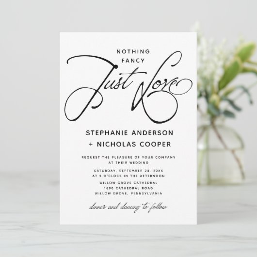 Invitation Just Love Typography Script écriture naturelle (Debout devant)