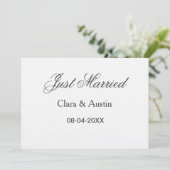 Invitation Just Married add couple name date year wedding sim (Debout devant)