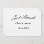 Invitation Just Married add couple name date year wedding sim (Devant / Derrière)