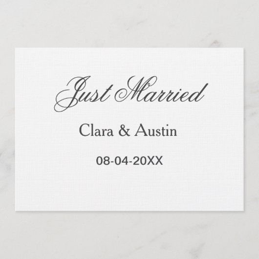Invitation Just Married add couple name date year wedding sim (Devant)