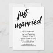 Invitation "Just Married" Gras Script Mariage Réception Événe (Devant)