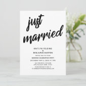 Invitation "Just Married" Gras Script Mariage Réception Événe (Debout devant)