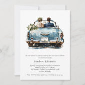 Invitation Just Married Vintage Car Reception Celebration | (Devant)