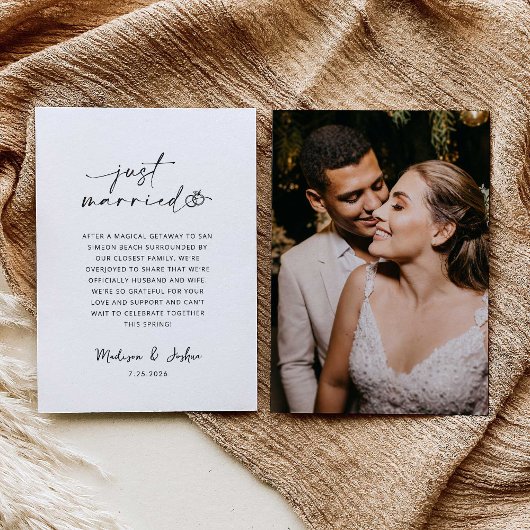 Invitation Just Married Wedding Announcement | Photo Template