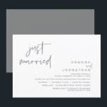 Invitation Just Married, Wedding Elopement Party Celebration<br><div class="desc">Modern Contemporary Dark Grey Script themed,  wedding elopement invitation card (Just Married). It is perfect for your wedding elopement reception / post wedding celebration party. Add your details in matching font / lettering.</div>