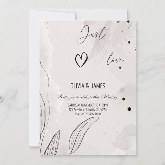 Invitation Juste aimer Mariage élégant (Devant)