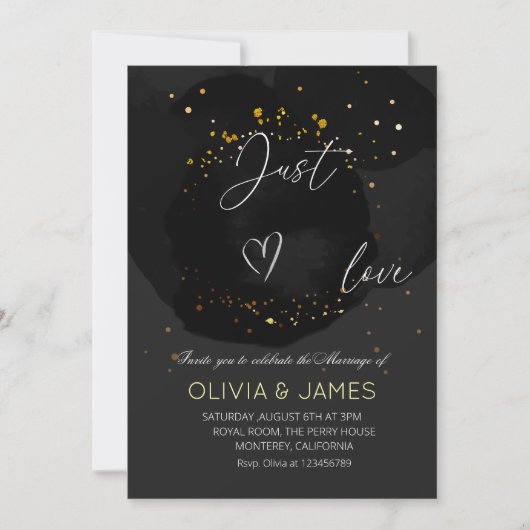 Invitation Juste Aimer Soirée De Mariage Élégante (Devant)