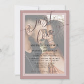 Invitation Juste amour Calligraphie Rose Gold & Photo Mariage (Devant)