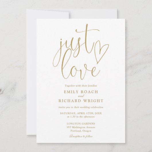 Invitation Juste Amour Code QR Moderne Chic Or Mariage (Devant)