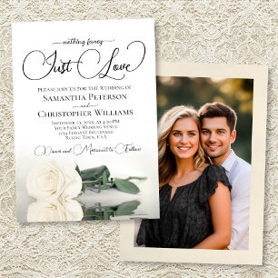 Invitation Juste Amour Élégante Rose Blanche Photo Arrière Ma