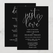 Invitation Juste Amour Noir Et Blanc Tout En Un Mariage (Devant / Derrière)
