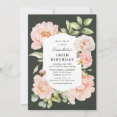 Invitation Juste Blush Floral 100e anniversaire (Devant)