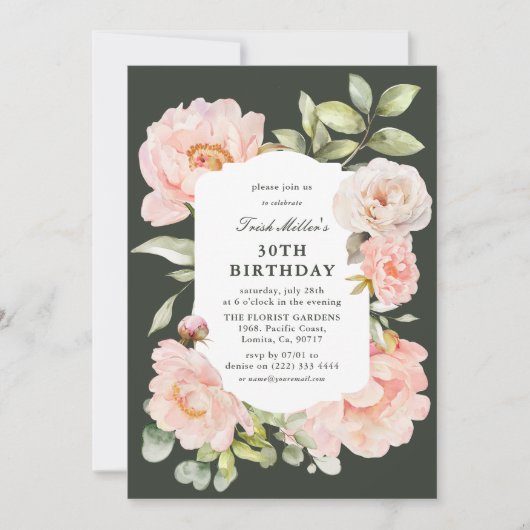 Invitation Juste Blush Floral 30e anniversaire (Devant)