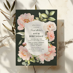 Invitation Juste Blush Floral 40e anniversaire