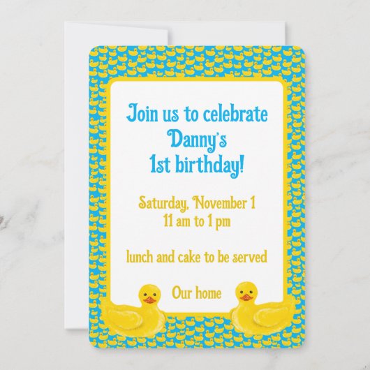 Invitation Juste Ducky Lucky Un Premier Anniversaire Invitati (Dos)