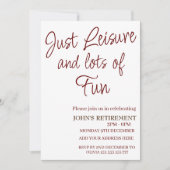 Invitation Juste Loisirs et beaucoup de plaisir Drôle Retrait (Devant)