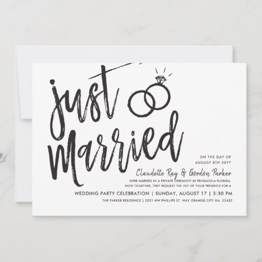 Invitation Juste marié | Fête de mariage (Devant)