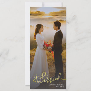 Invitation Juste marié Gold Type Photo Mariage