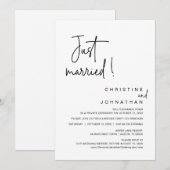 Invitation Juste Marié, Mariage Elopement Diner Party Invit (Devant / Derrière)