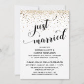 Invitation Juste Mariés Script, Confettis Dorés, Réception Un (Devant)