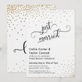 Invitation Juste Mariés Script Typographie, Faux Confettis Do (Devant / Derrière)