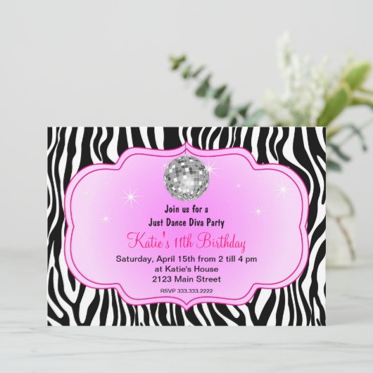 Invitation Juste partie de diva de disco de danse (Debout devant)