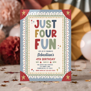 Invitation Juste quatre garçons fantaisistes fête d'anniversa