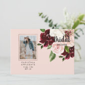 Invitation Juste Sa Fête des mariées Florale Photo Blush (Debout devant)