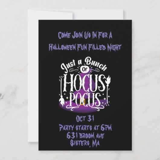Invitation Juste Un Groupe D'Invitation Hocus Pocus Halloween (Devant)